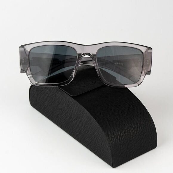 NEW Prada PR10ZSF 16Z70B Transparent Asphalt Dark Grey Square Unisex Sunglasses - Picture 2 of 11